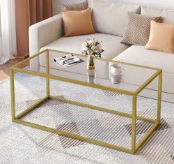 Glass Coffee Table (Gold Trim)
